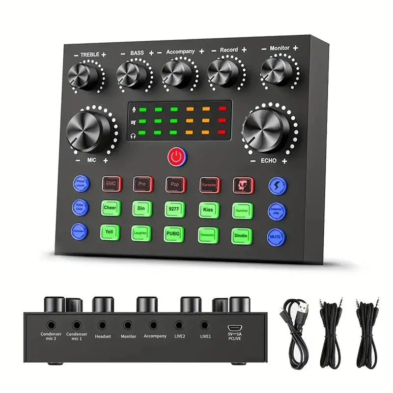 V8S Audio Mixer with Sound Card for Live Streaming Podcast V.I.P Digital Presence