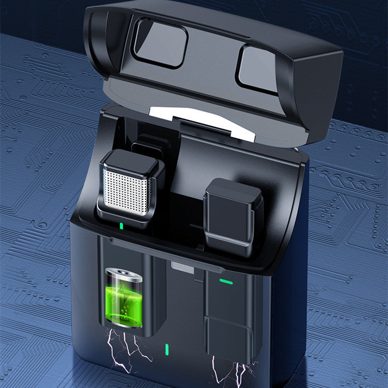 1-for-2 Wireless Lavalier Microphone – Bluetooth 5.0, Noise Reduction, 8-12Hr Battery Black Star Audio