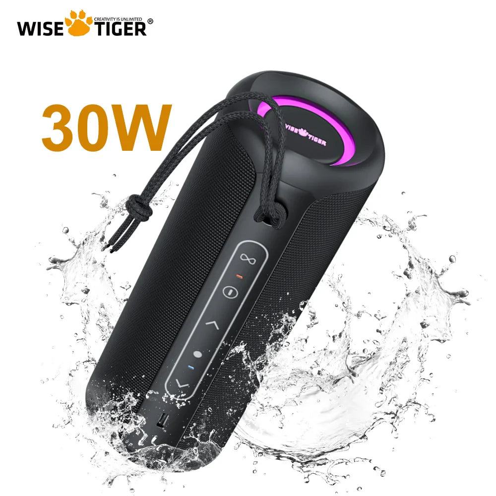 WISETIGER P3 Portable Bluetooth Speaker – 30W, IPX7, 20Hr, TWS - Black Star Audio